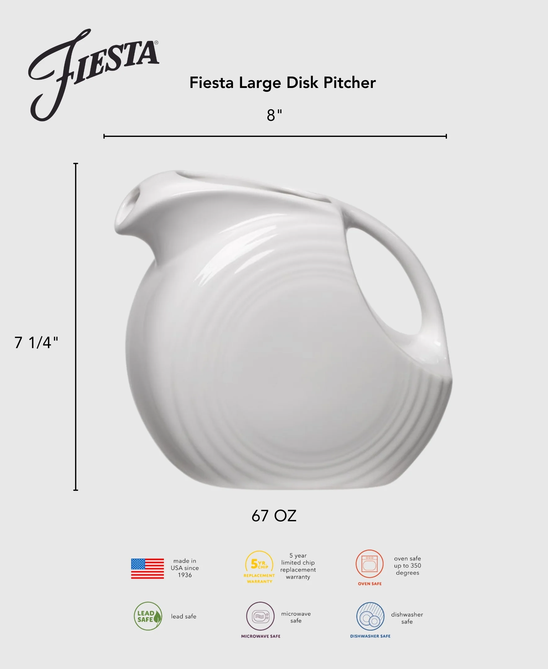 1143-fiesta-67-oz-large-disk-pitcher-2.webp Fiesta 67 OZ Large Disk Pitcher