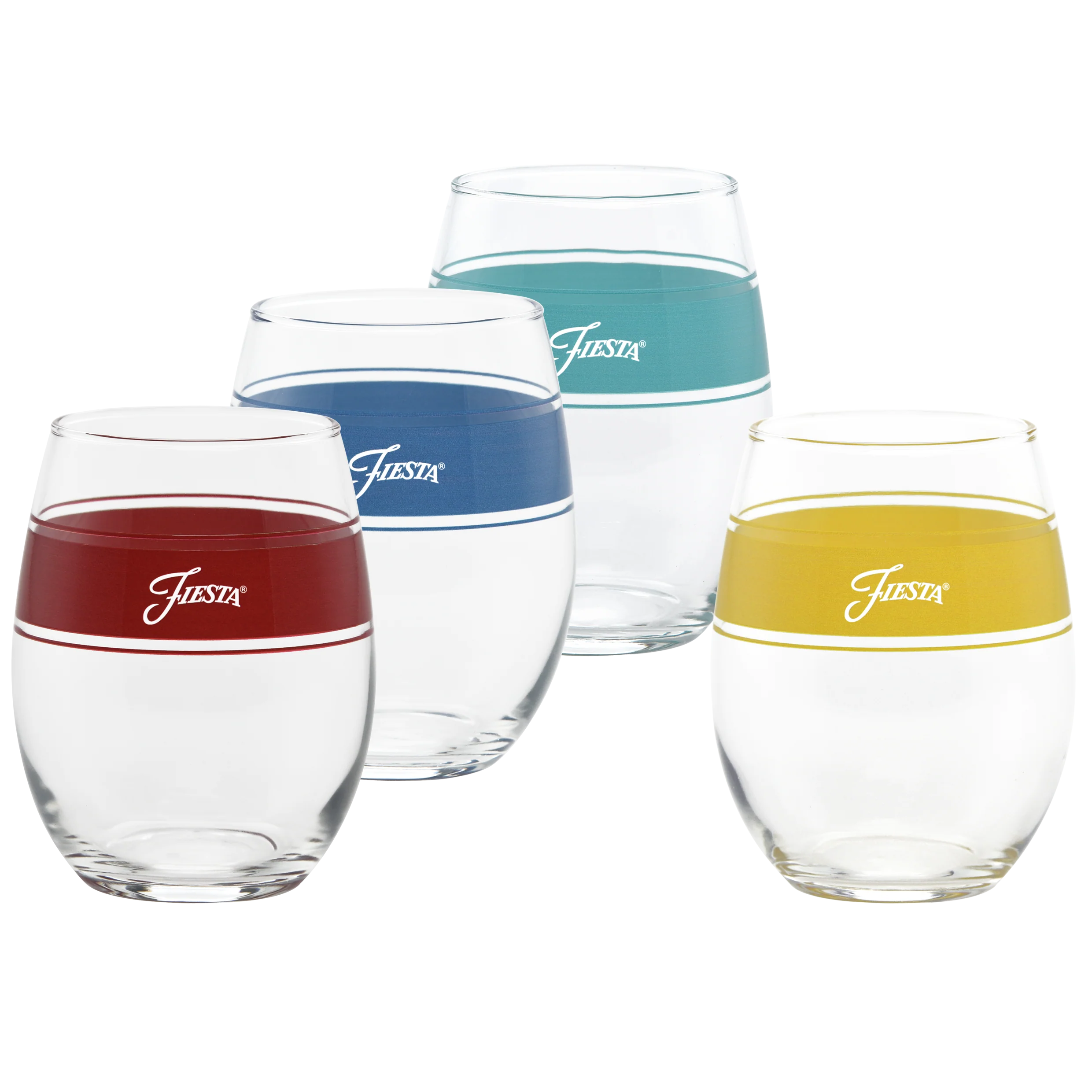 Vibrant 15 oz. Frame Stemless Wine Glass Mixed Color – Set of 4