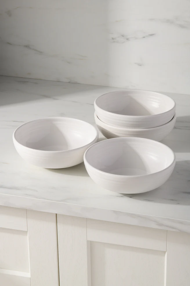 White Set of 4 Bistro Coupe 7 5/8-Inch 38OZ Medium Bowls