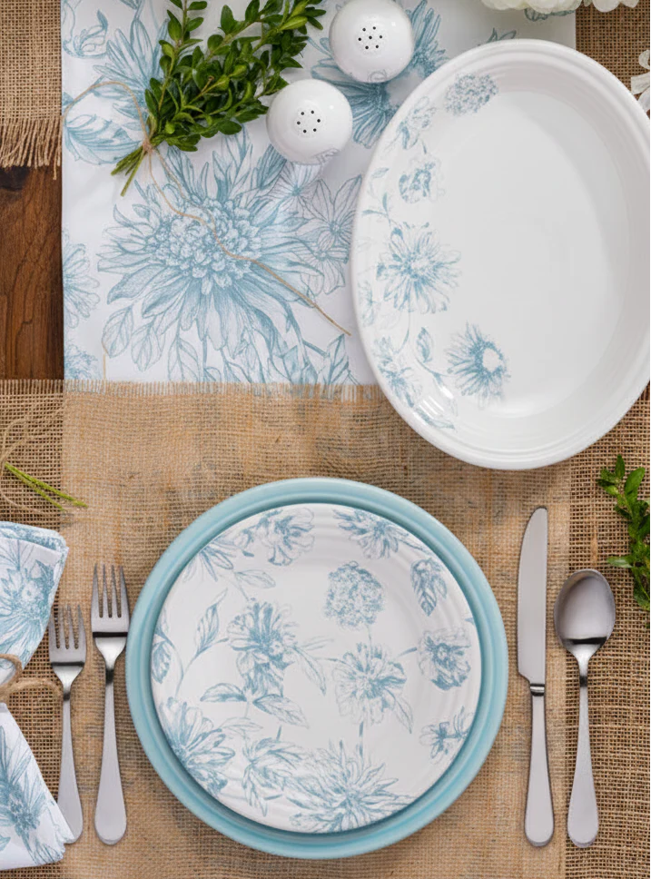 Botanical Floral Sky Classic Rim 9 Inch Luncheon Plate