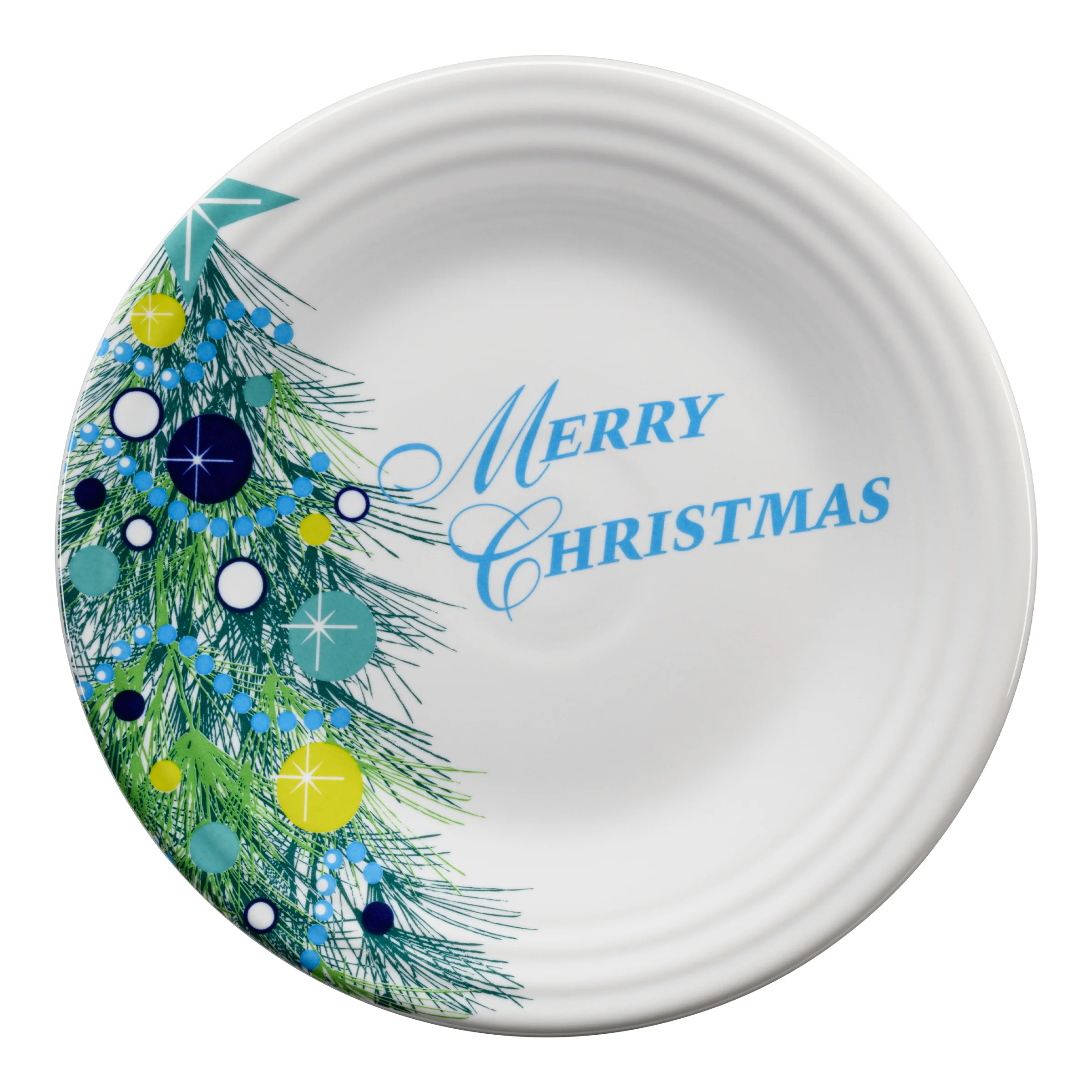Blue Christmas Tree Merry Christmas Classic Rim 9 Inch Luncheon Plate