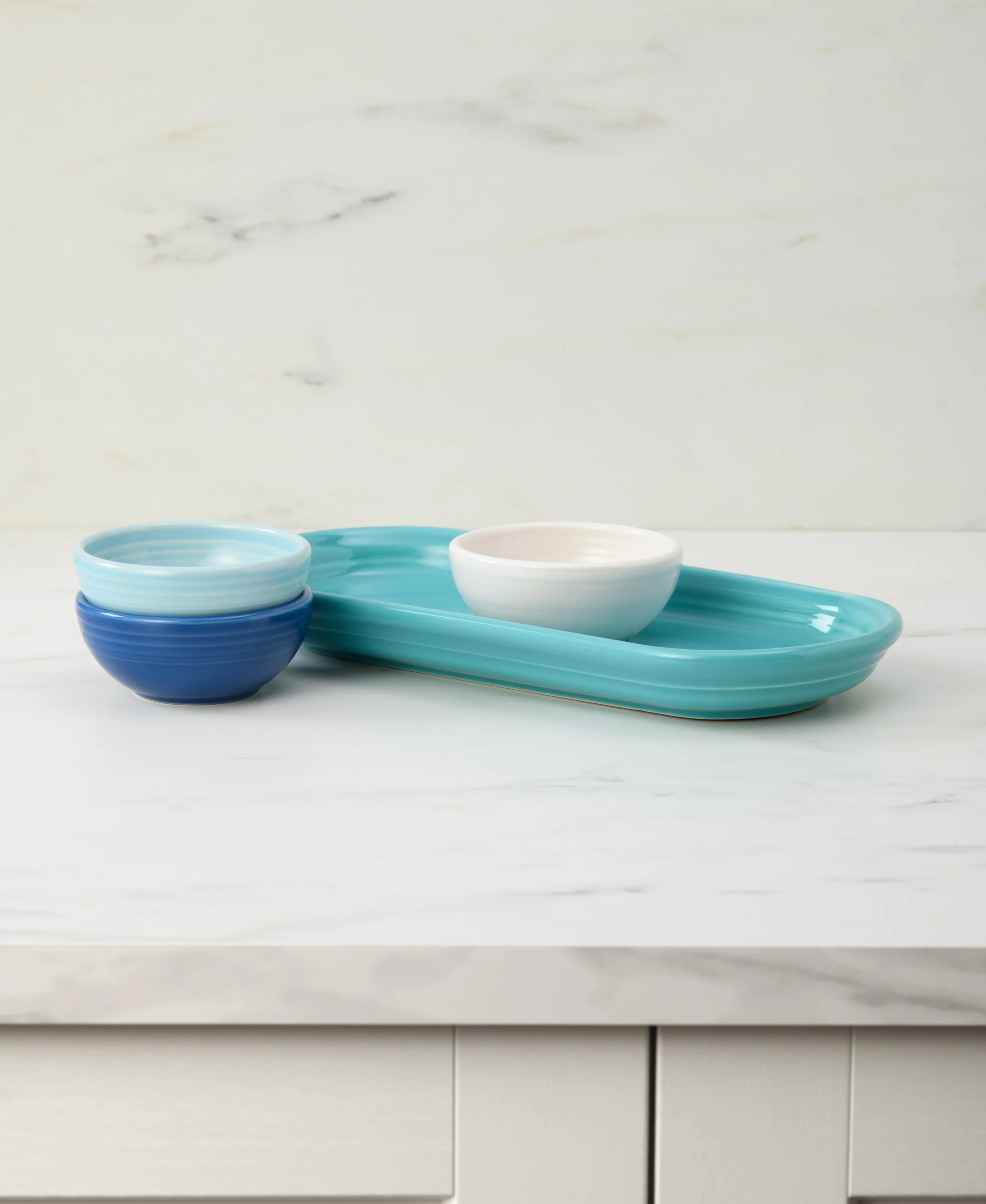 Coastal Blues Mixed Colors 4-Piece Condiment Set
