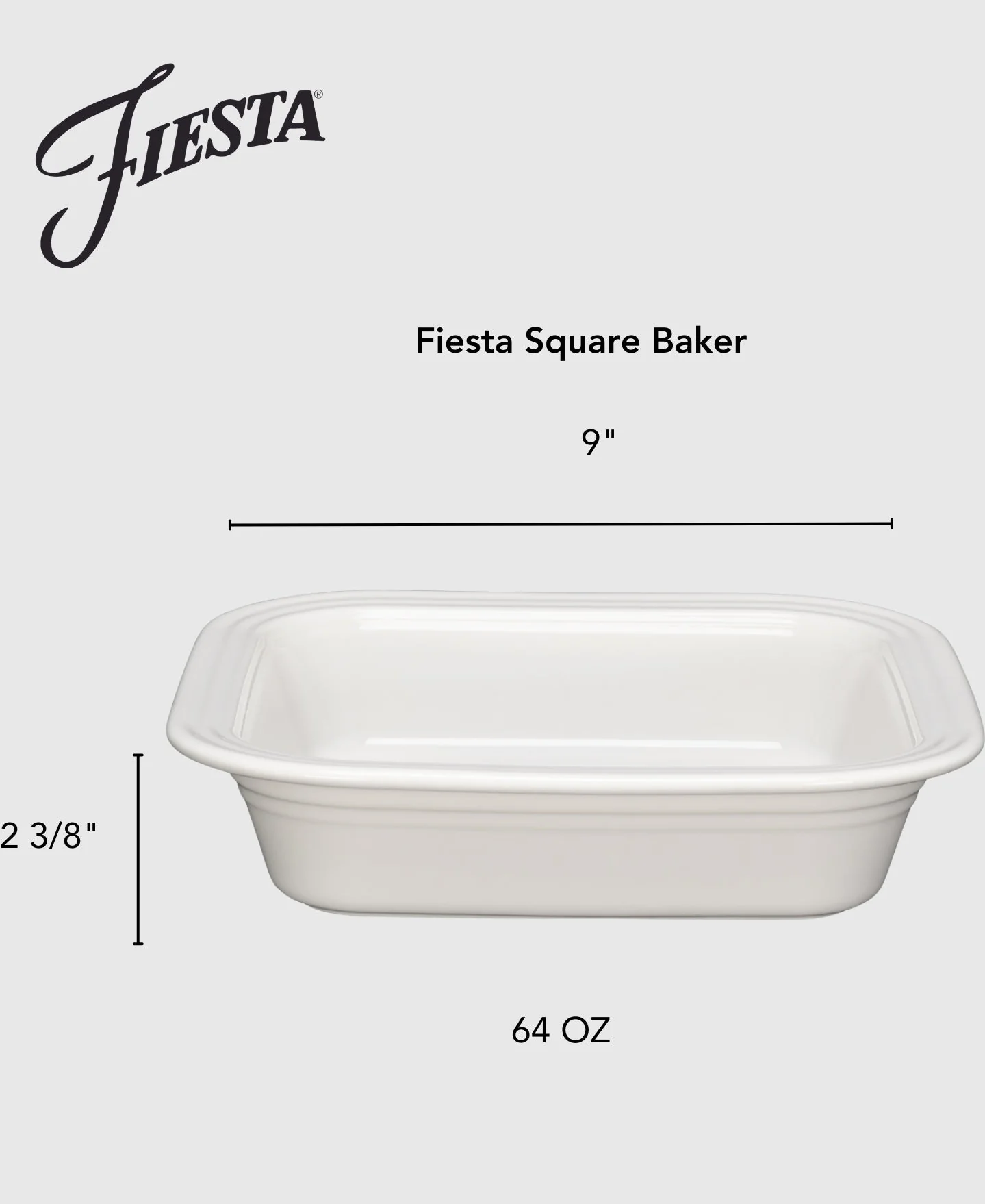 Retired Fiesta Square 9x9 Inch Baker 2 Quart