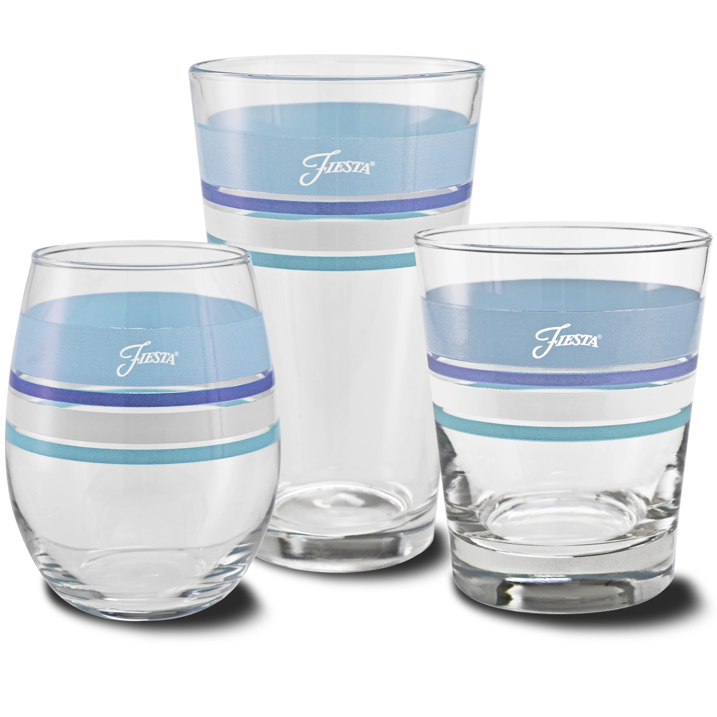 16 oz. Fiesta® Edgeline Coastal Blue Cooler Glass - Set of 4