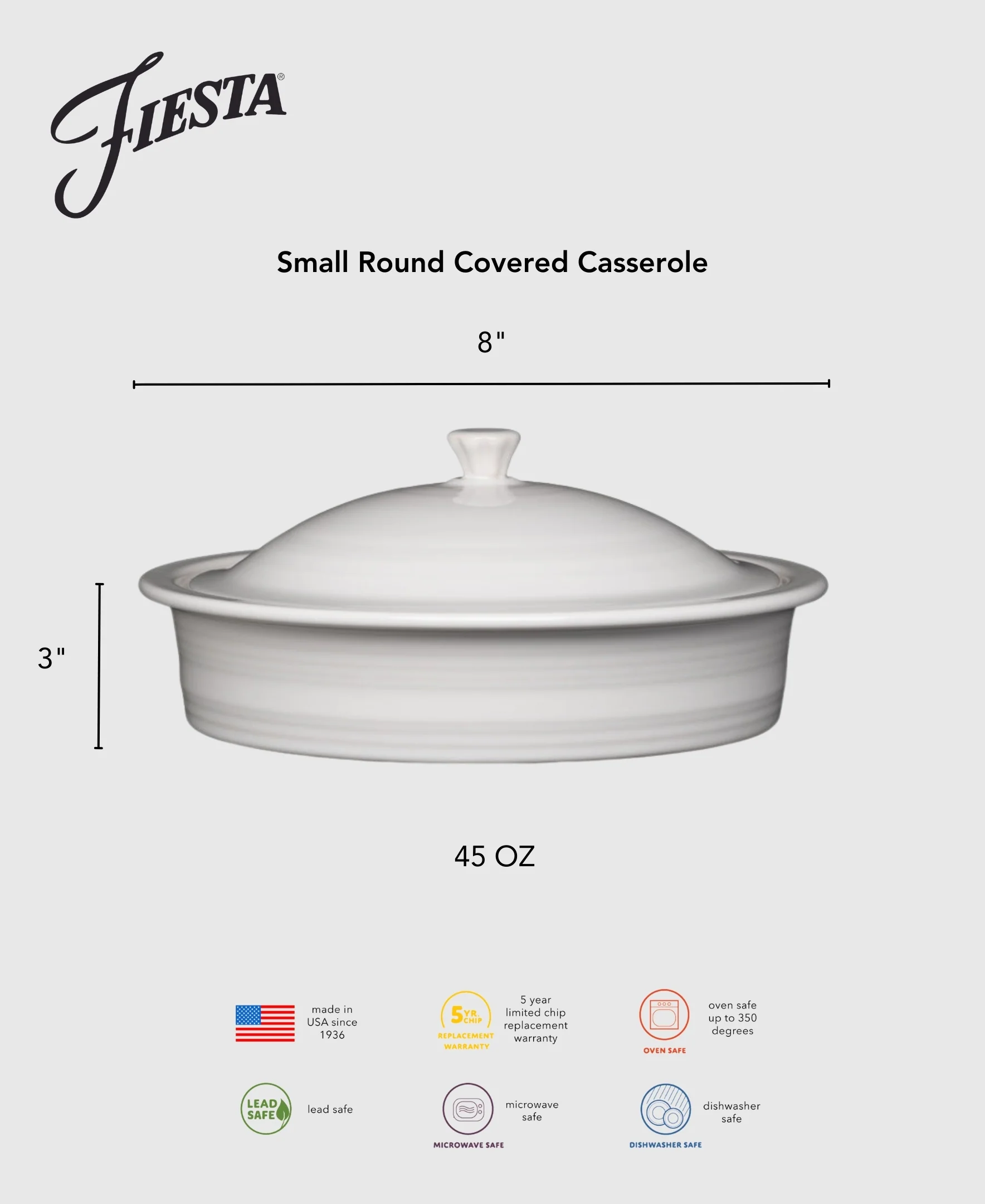 Retired Small 10 Inch Round Covered Casserole 1.4 Quart