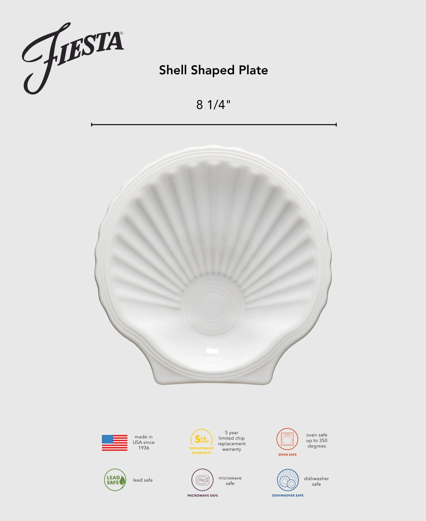 Retired Shell Shaped Plate 8 1/4 Inch