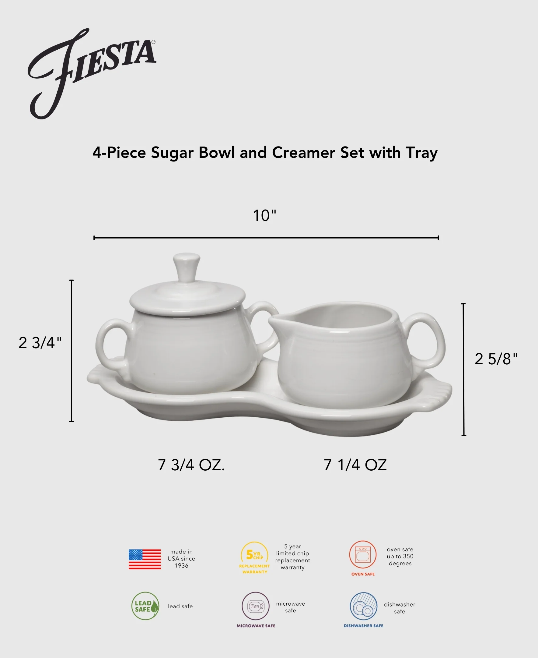 Retired 4-Piece Sugar Bowl and Creamer Set with Tray