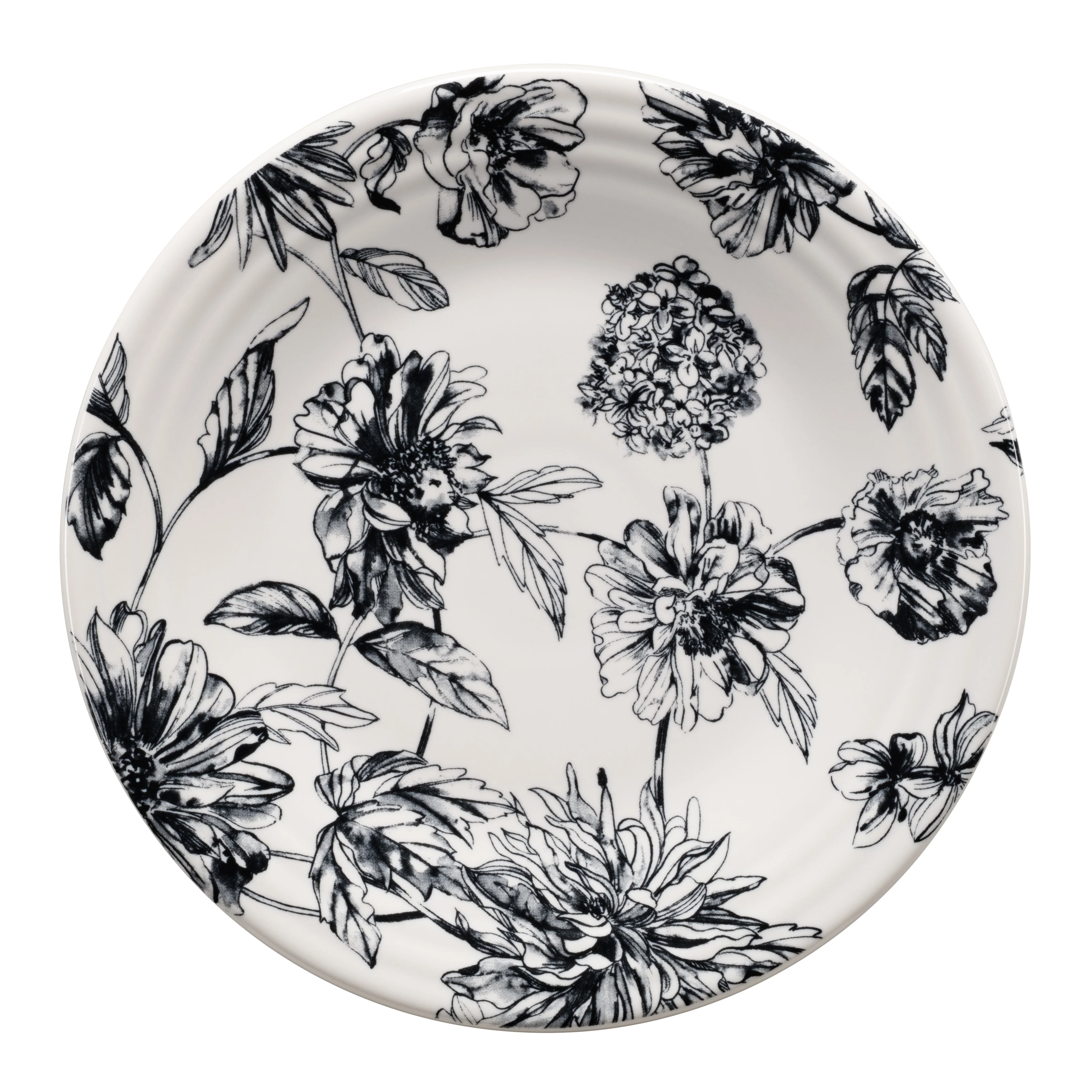 Botanical Floral Black Classic Rim 9 Inch Luncheon Plate