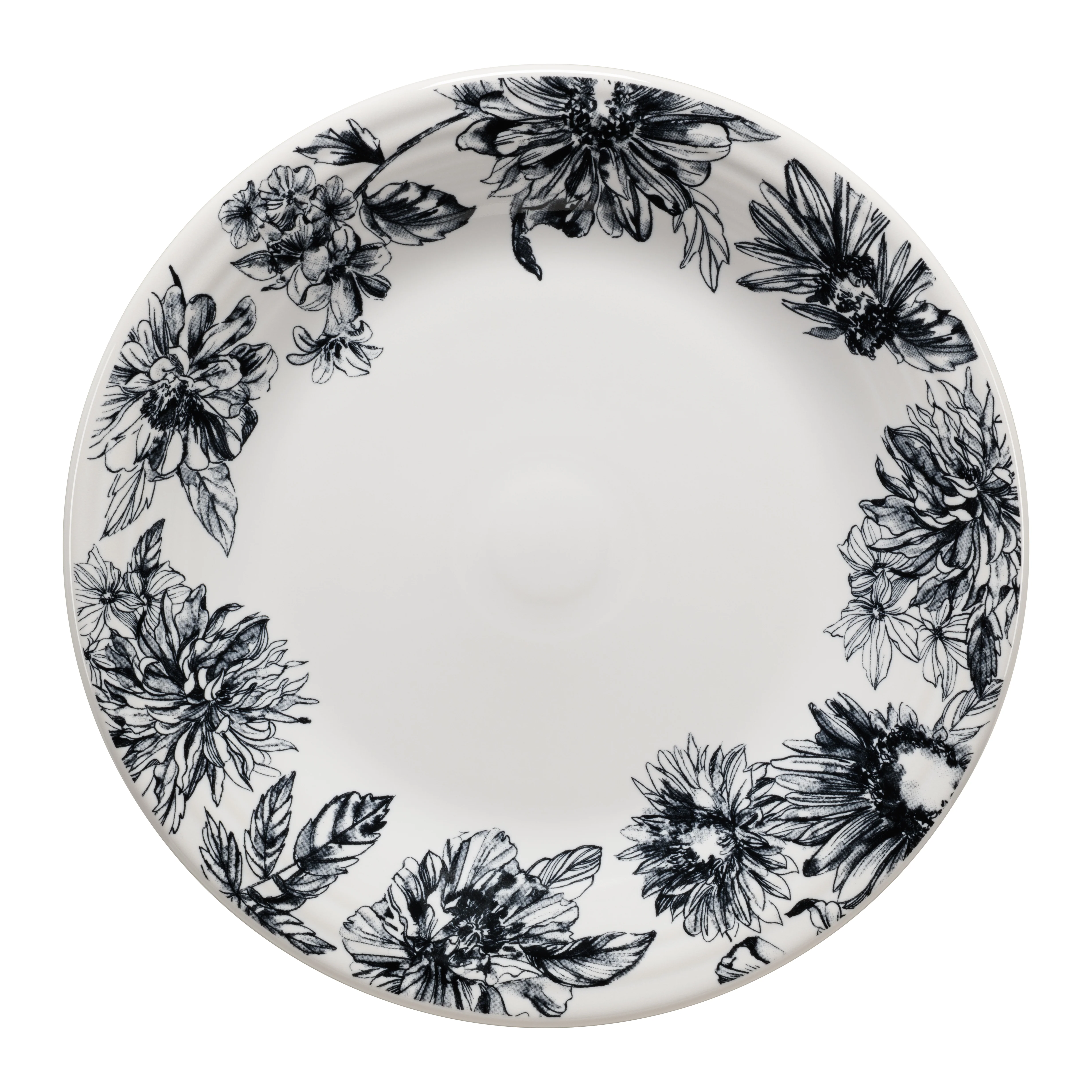 Botanical Floral Black Classic Rim 10 1/2 Inch Dinner Plate