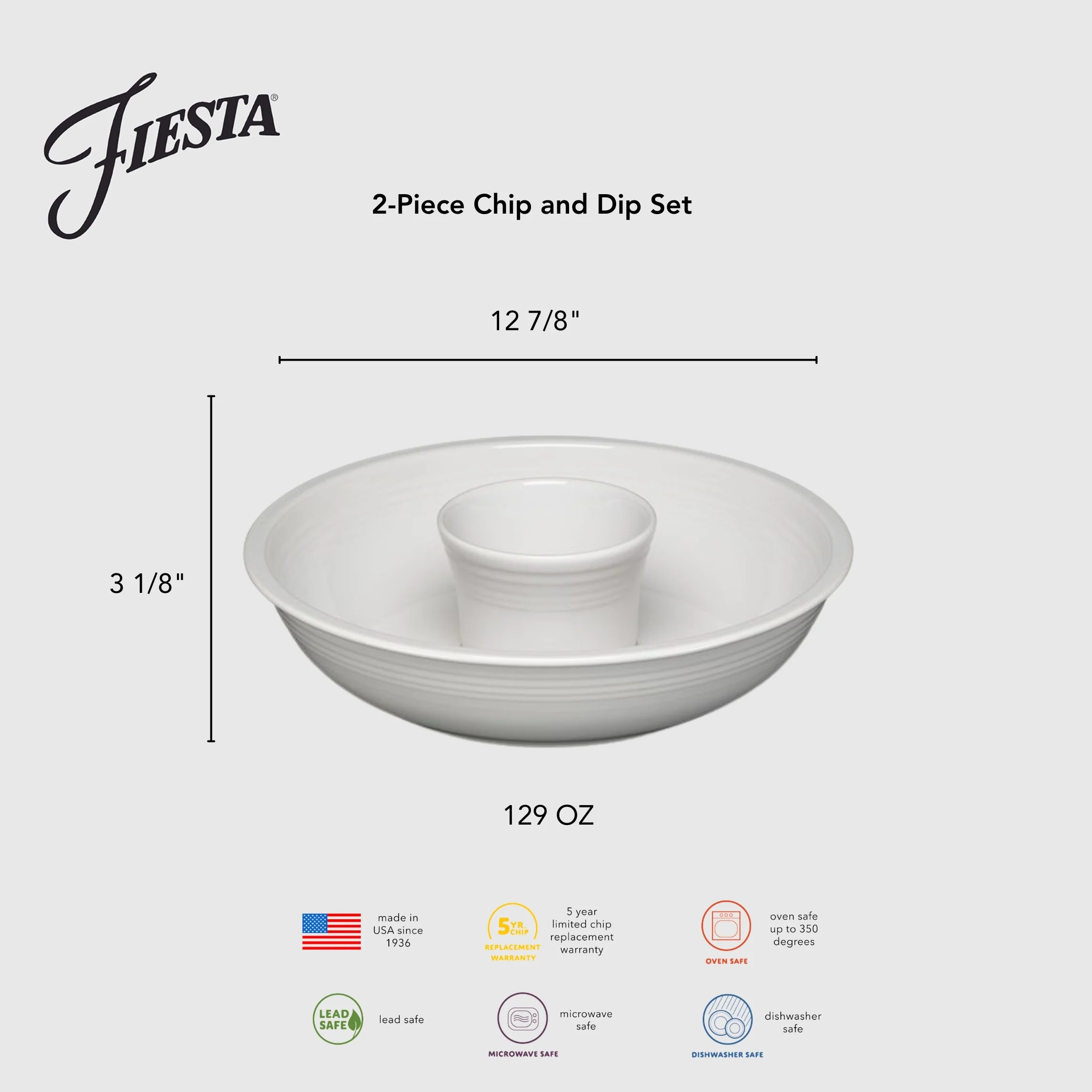 Retired 2-Piece Chip and Dip Set 12 7/8 Inch