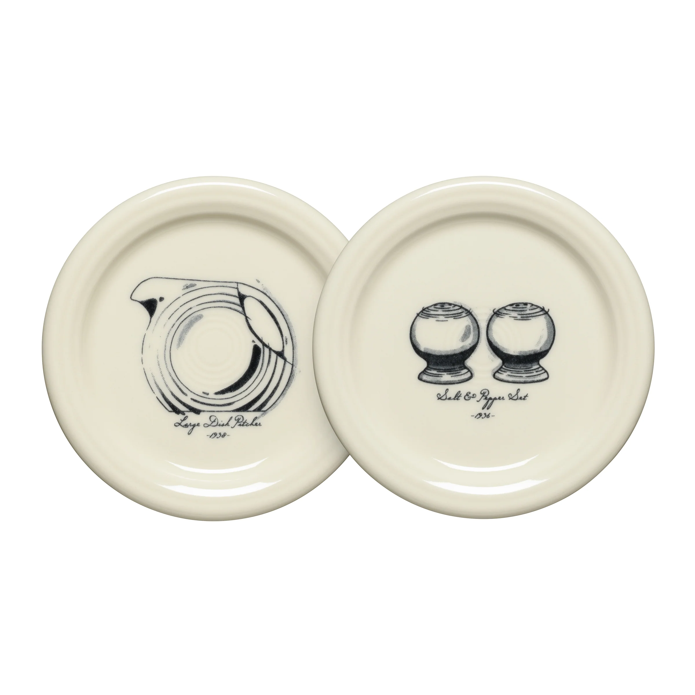 Fiesta Icons Disk Pitcher and Salt and Pepper, Set of 2, 4 3/8 Inch Coaster and Mug Covers, Set 1