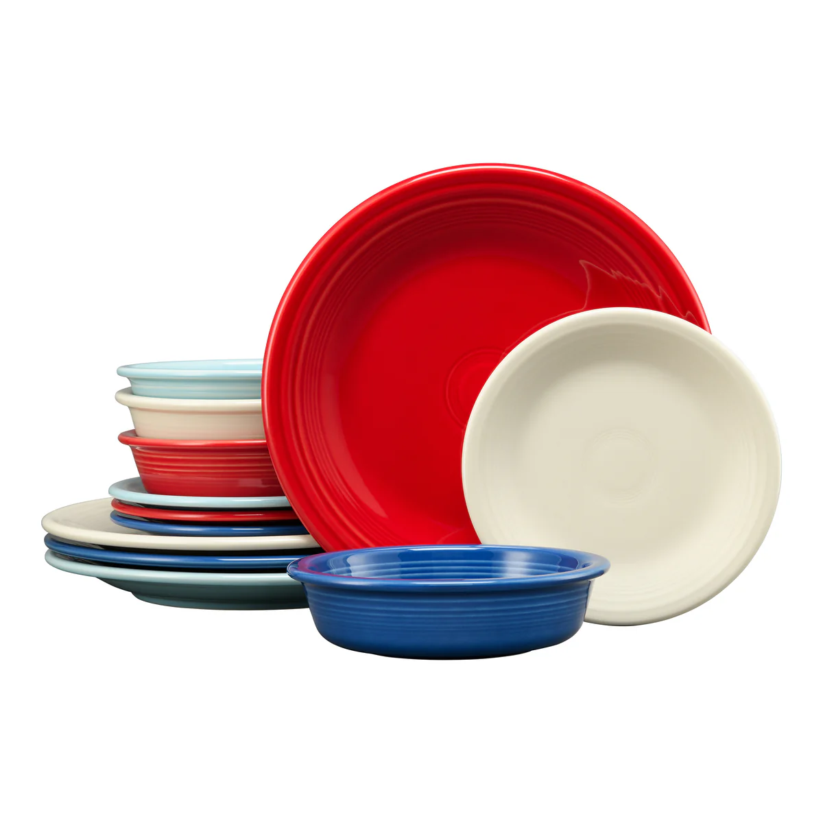 Mixed Americana Classic Rim 12-Piece Dinnerware Set, Service for 4