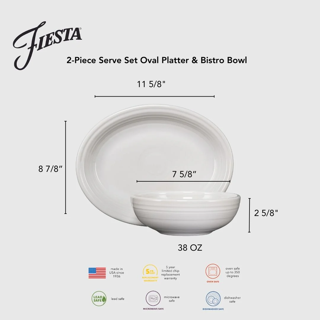 2-Piece Serve Set 11 5/8 Inch Oval Platter & 38 OZ Bistro Bowl