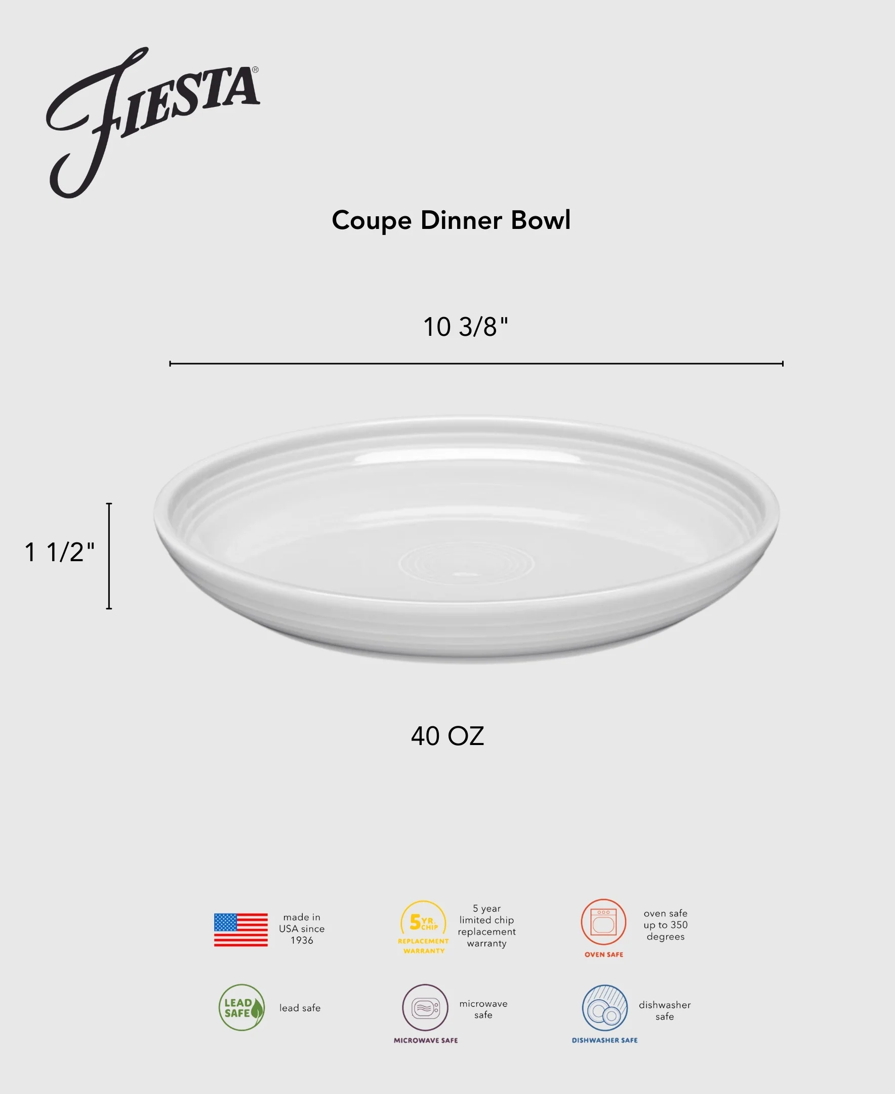 Lavender Coupe 10 3/8 Inch Dinner Bowl 40 OZ