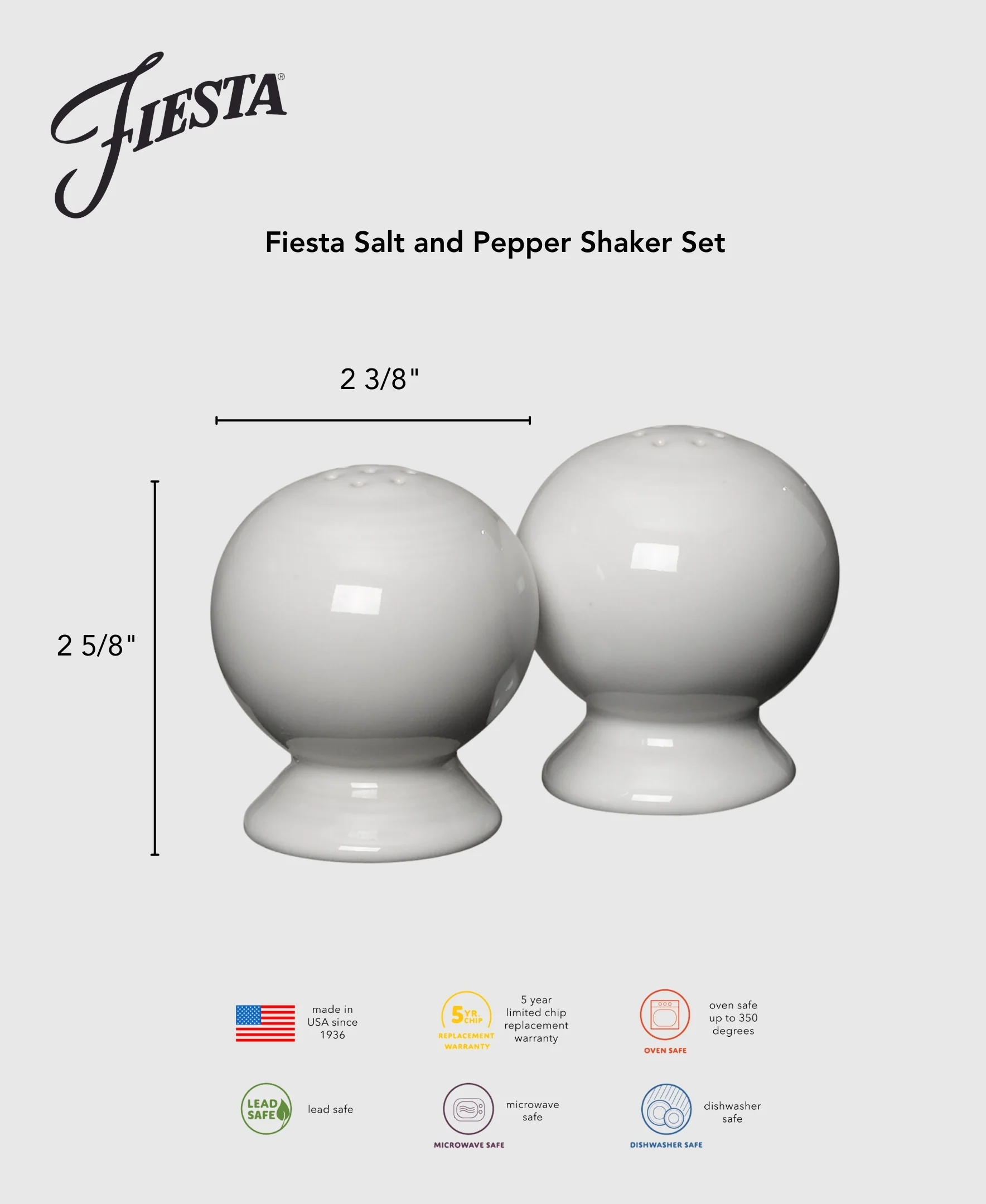 Retired Fiesta 2 5/8 Inch Salt and Pepper Shaker Set